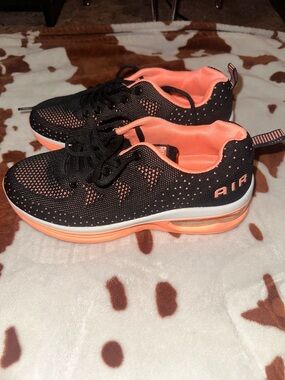 Black and Coral Air Cushion Sneakers